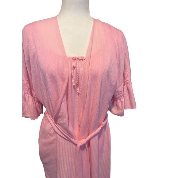 Vanity Fair Pink Peignoir & Nightgown Made In USA Lightweight Knit Short Sleeve - Picture 12 of 13